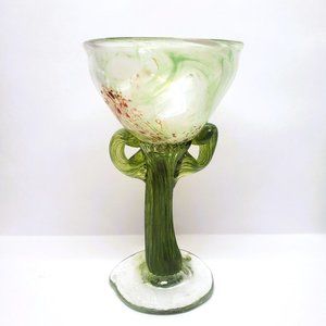 1987 George Averbeck Art Glass Saguaro Cactus Goblet Wine Fire on the Mountain